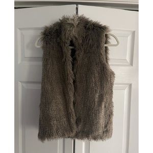 Fur and Knit Reversible Sweater Vest with Pockets